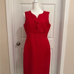 Tahari Vibrant Red Midi Dress